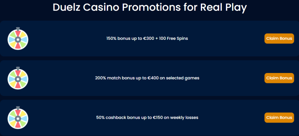 Casino Bonuses at Duelz Casino Bonuses at Duelz